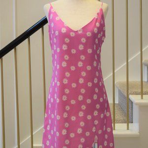 Lioness Life Is Good Pink Lavender Daisy Floral Mini Dress Daisies Sz L **NEW**